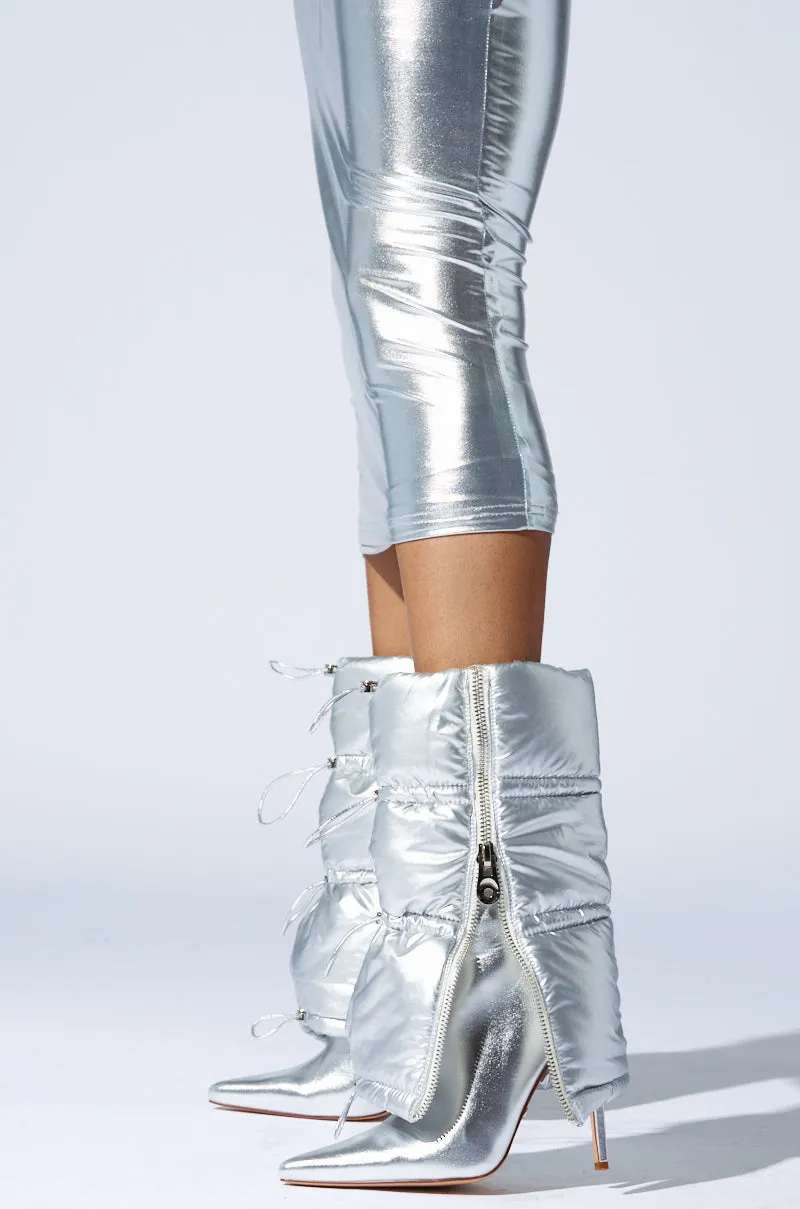 AZALEA WANG DHRUV SILVER PUFFER BOOTIE