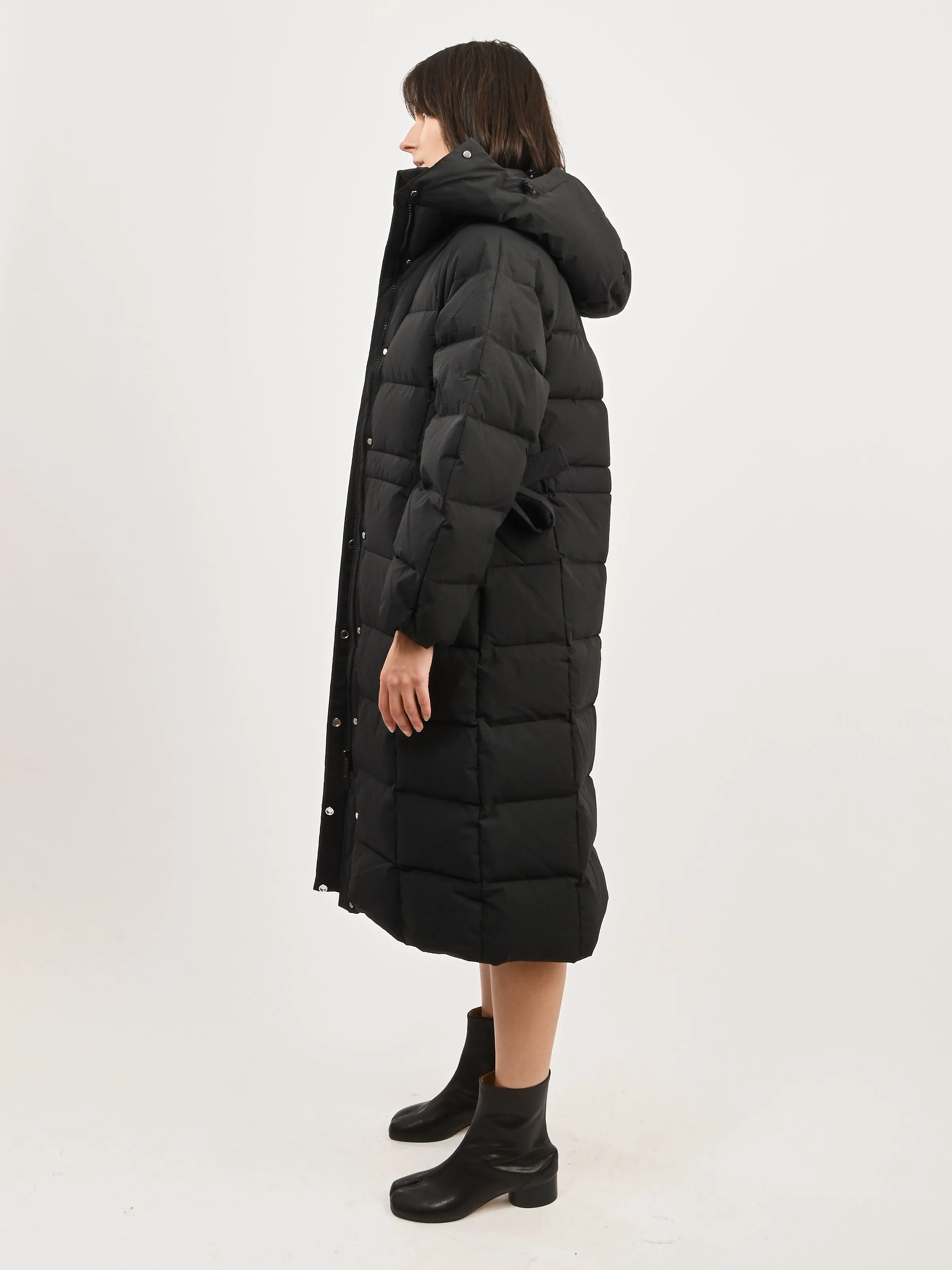 Black Tech Seersucker Puffer Coat