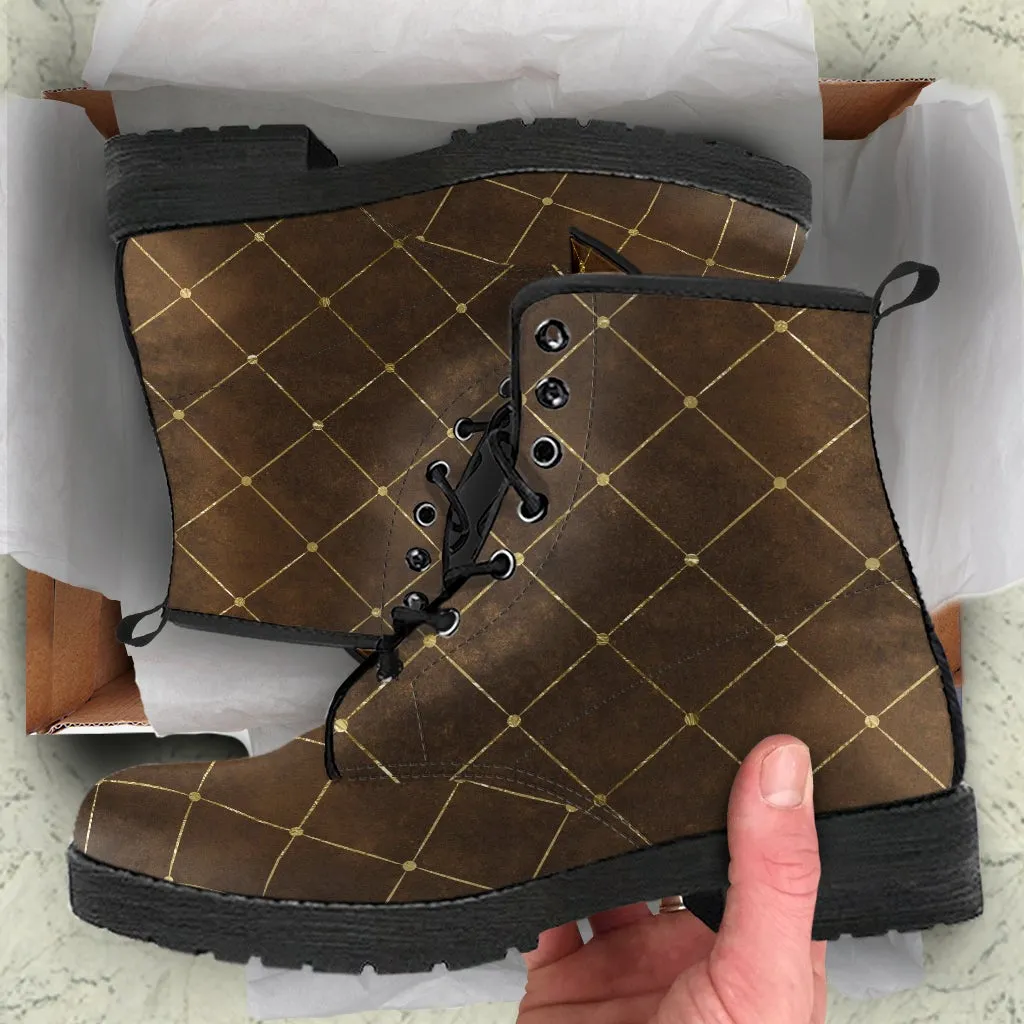 Combat Boots-Rugged Look Distressed Classic Pattern, Custom Shoes, Hippie Boots, Lace Up Boots, 90s Boots,  Brown Lace Up Boots