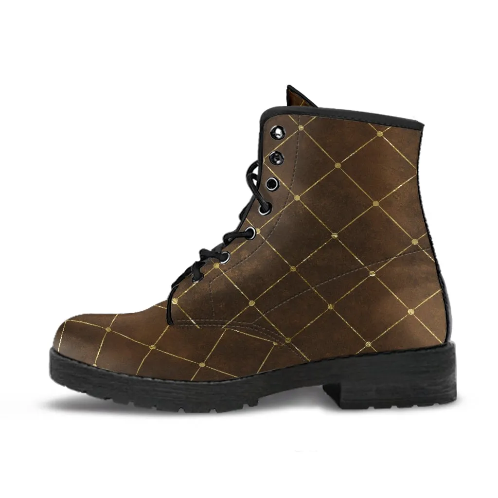 Combat Boots-Rugged Look Distressed Classic Pattern, Custom Shoes, Hippie Boots, Lace Up Boots, 90s Boots,  Brown Lace Up Boots