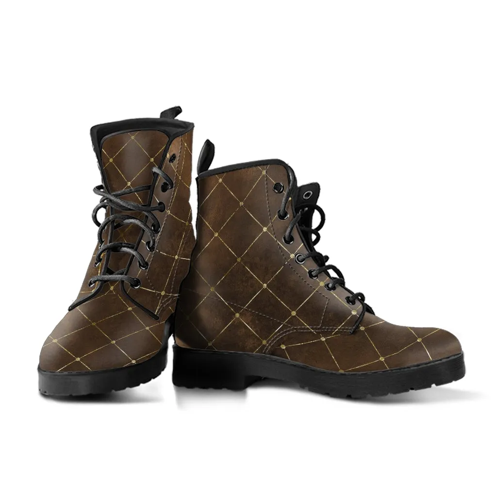 Combat Boots-Rugged Look Distressed Classic Pattern, Custom Shoes, Hippie Boots, Lace Up Boots, 90s Boots,  Brown Lace Up Boots