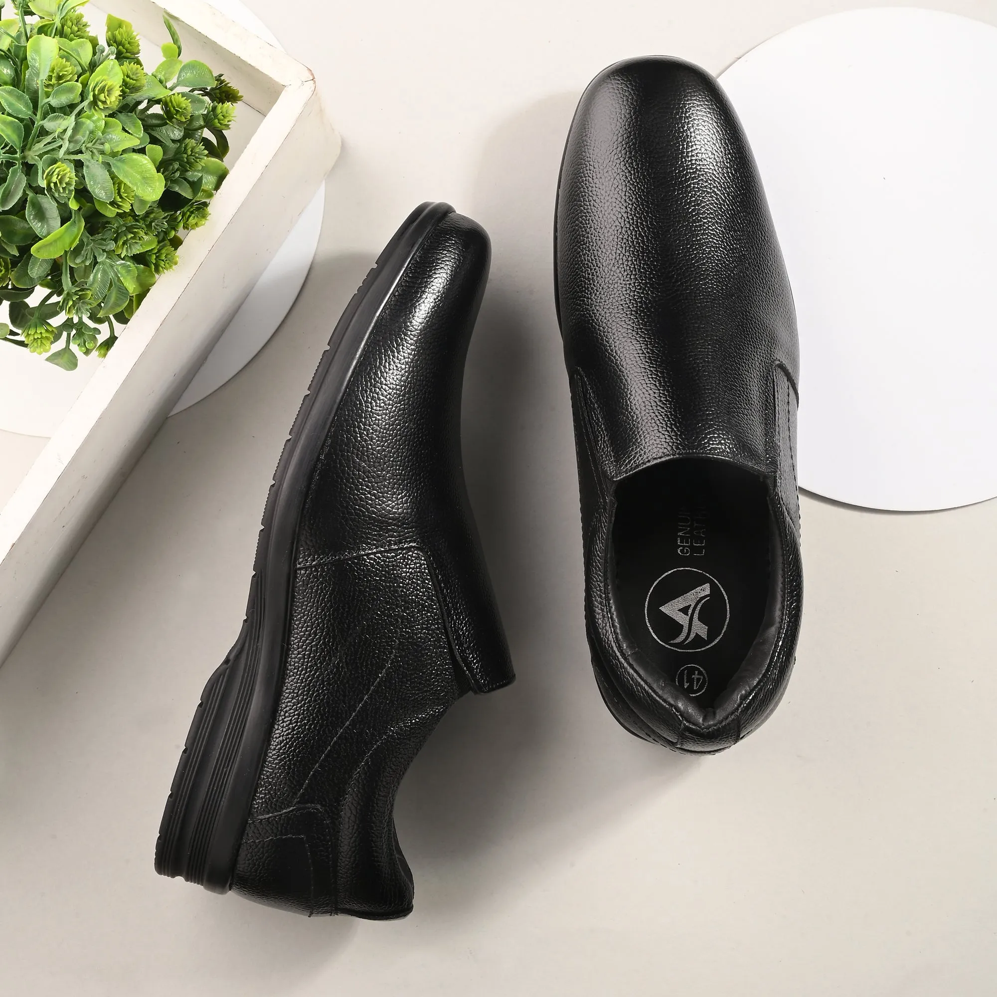 Flawless Full Grain Leather Slip Ons