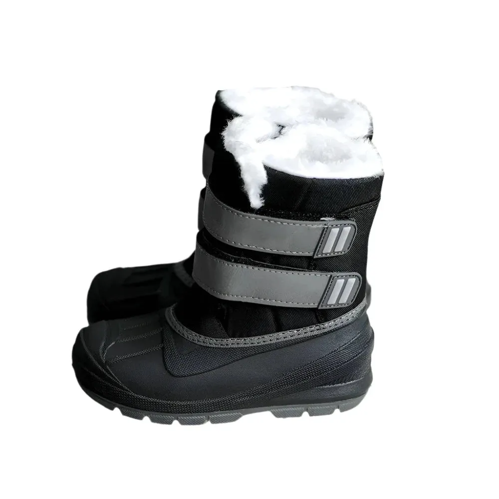 Grey Double-Strap Snow Boots