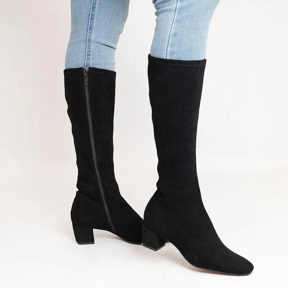 Hayleys Black Microsuede Knee High Boots