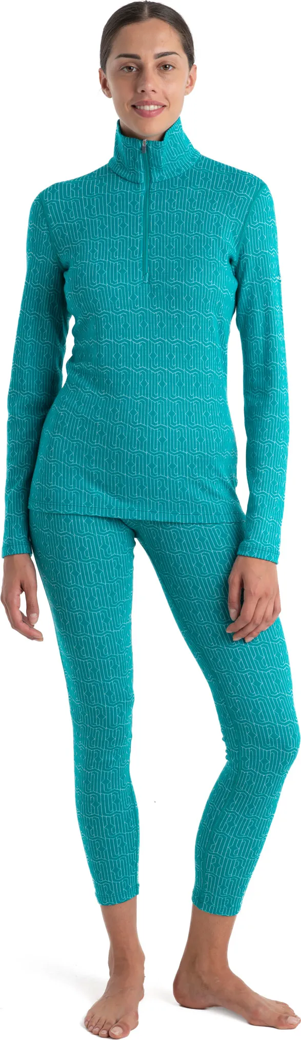 Icebreaker Women&#x27;s Mer 260 Vertex Long Sleeve Half Zip Herenga Flux Green/Snow | Buy Icebreaker Women&#x27;s Mer 260 Vertex Long Sleeve Half Zip Herenga Flux Green/Snow here | Outnorth