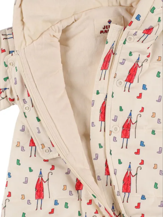 Jellymallow   Printed tech puffer snow romper 
