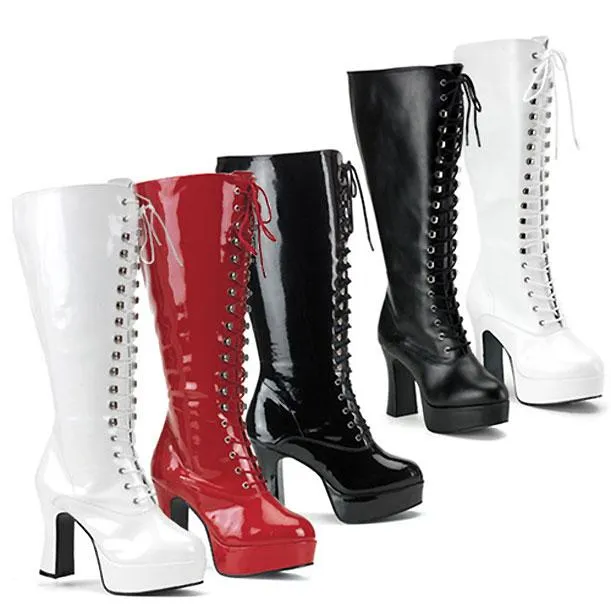 Lace-up GoGo Boots with 4-inch Chunky Heel Exotica-2020