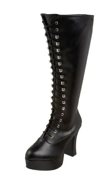 Lace-up GoGo Boots with 4-inch Chunky Heel Exotica-2020