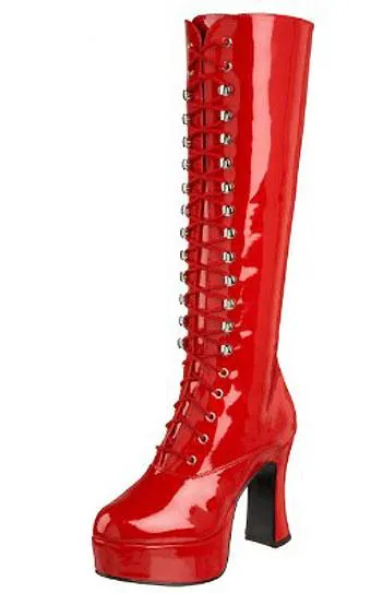 Lace-up GoGo Boots with 4-inch Chunky Heel Exotica-2020