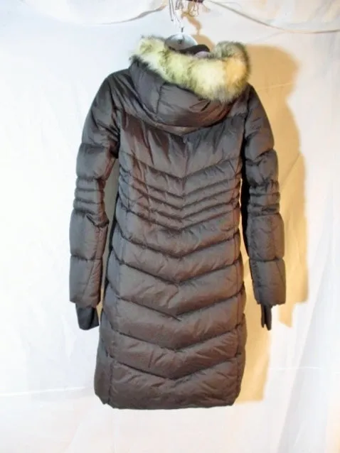 LOLE LONG DOWN PUFFER JACKET Coat Parka BROWN 2 Hood Womens