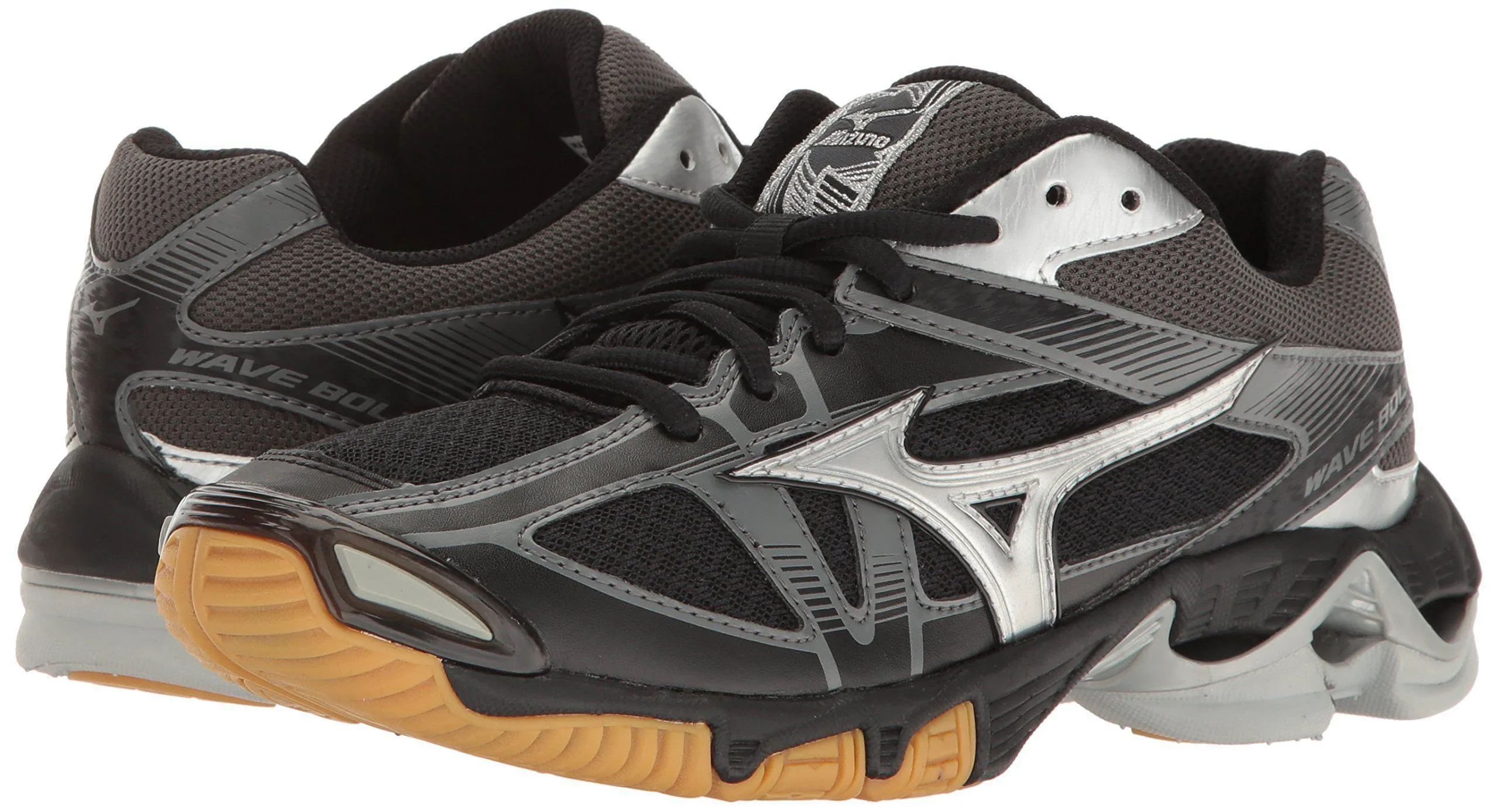 Mizuno Wave Bolt 6 Womens Volleyball Shoes, Black/Silver, 8 B US