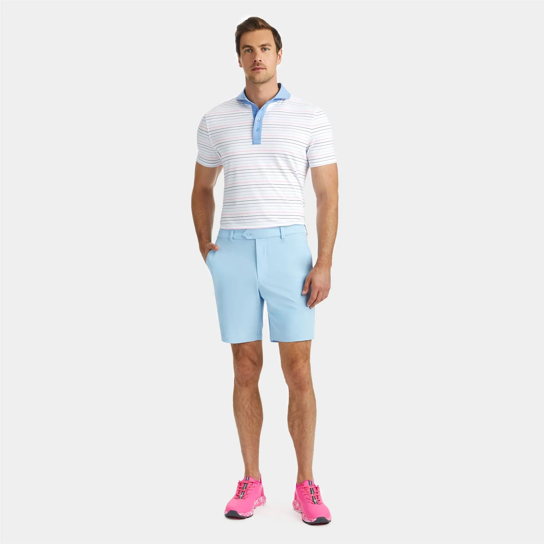 Multi Stripe Tech Jersey Polo Snow - SS24