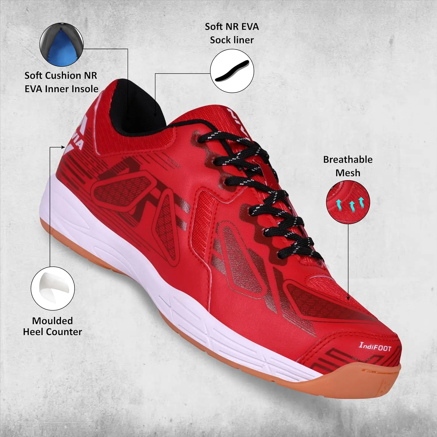 Nivia Appeal 3.0 Badminton Shoes (Crimson Red)