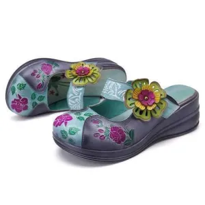 SOCOFY Handmade Retro Casual Leather Sandals