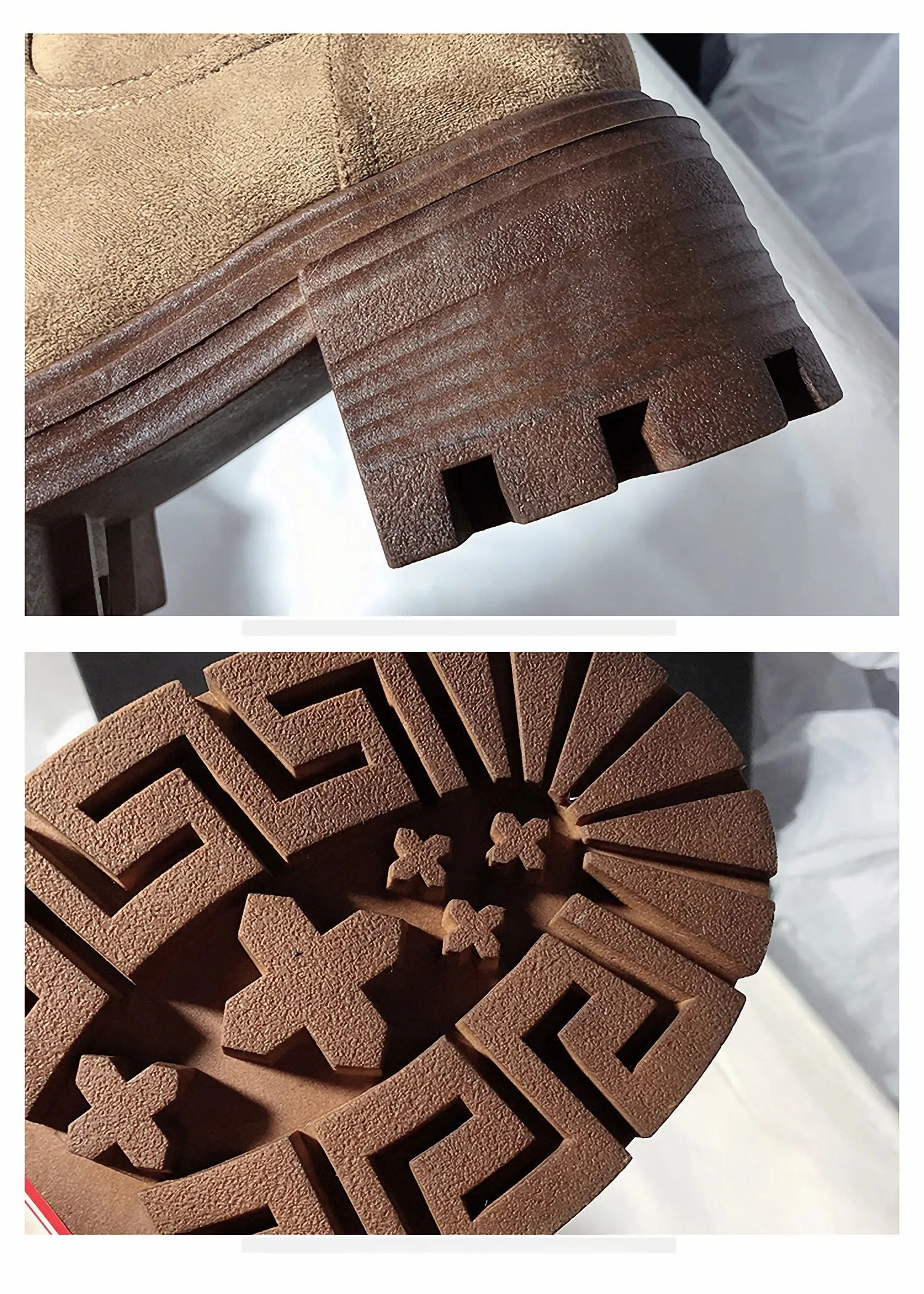 Suede Leather Fluffy Rabbit Fur Lined Booties