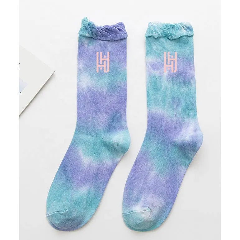 Tie Dye Sock & Scrunchie Set - Aqua Purple