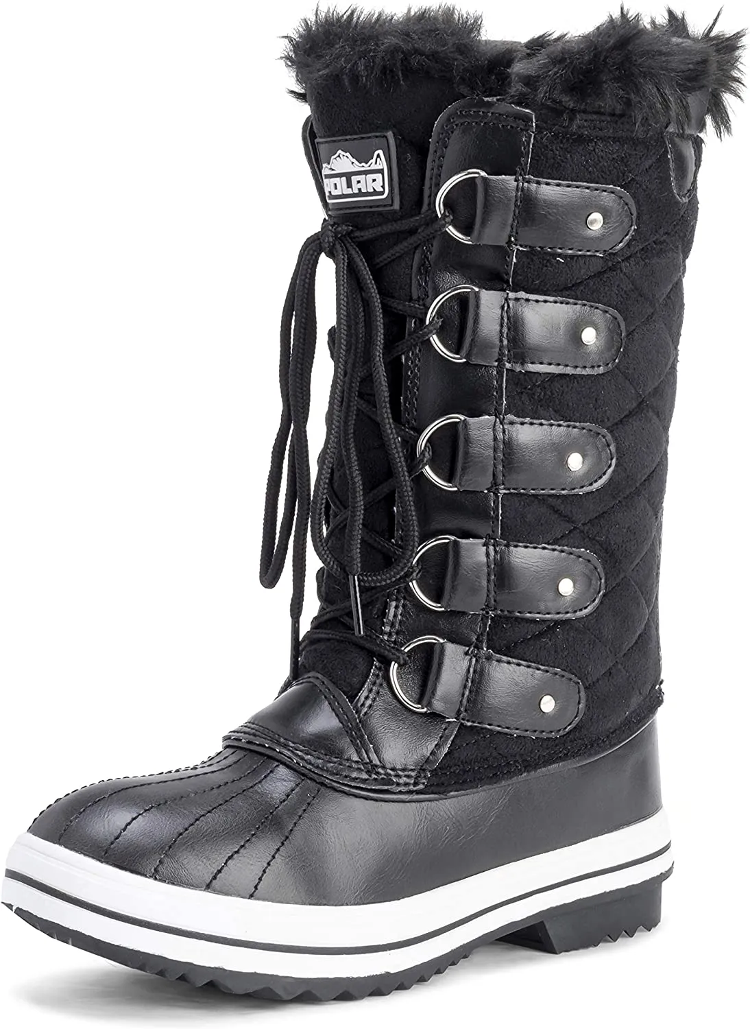 Waterproof Black Suede Tall Winter Snow Boots
