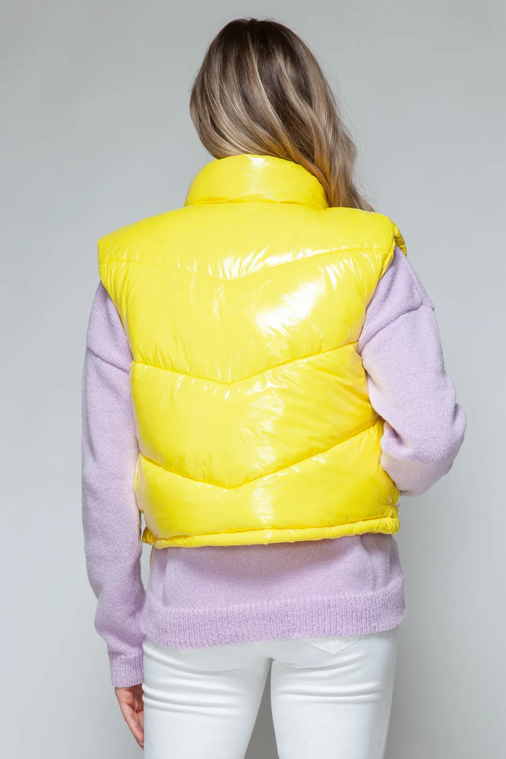 Yellow Shiny Puffer Vest