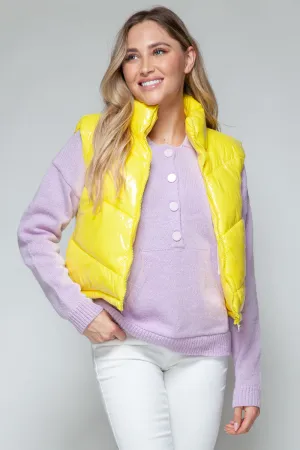 Yellow Shiny Puffer Vest